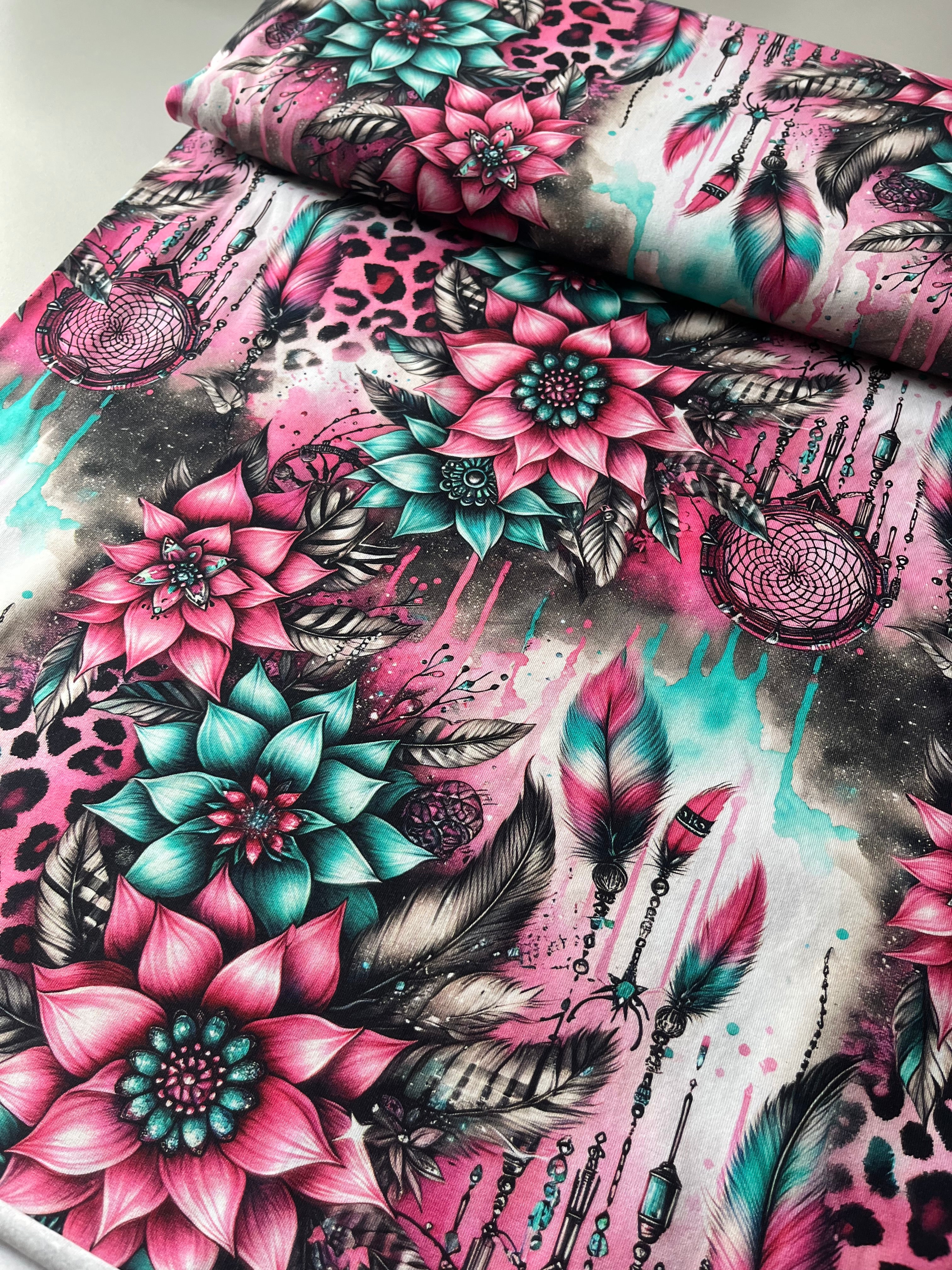 Pink Blumen Jersey Lagerware